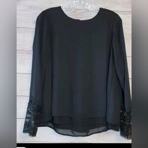 Zac & Rachel Black Blouse with Lace Cuffs
